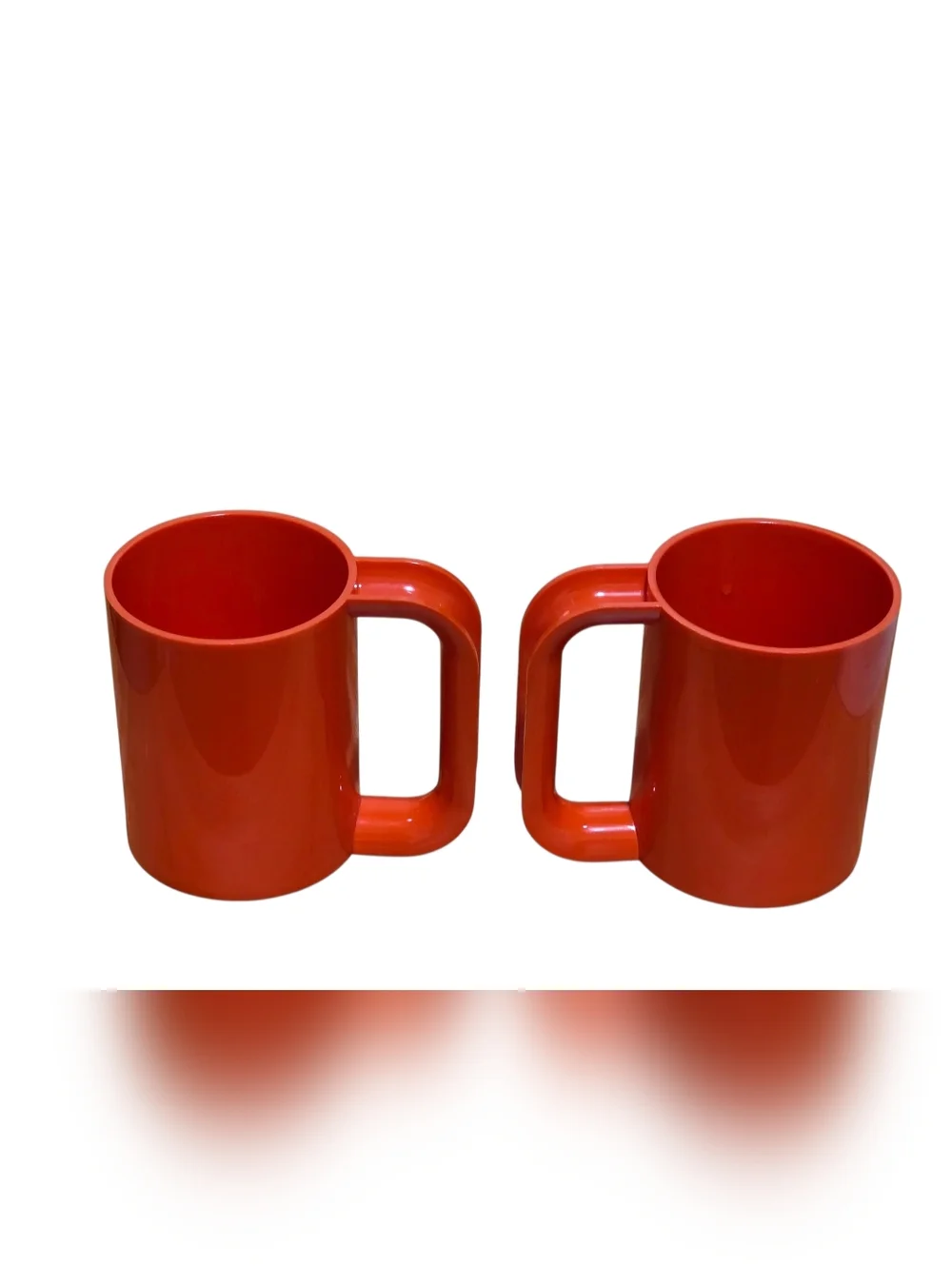 Massimo Vignelli Heller Orange Melamine Stackable Mugs, Set of 2 Vintage MCM